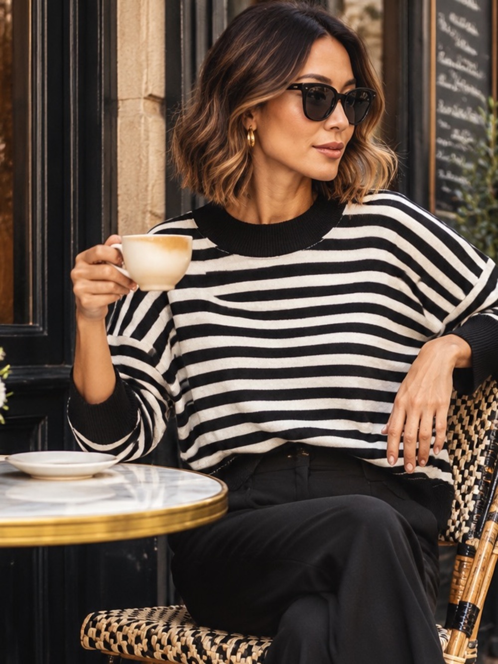 NWT J. CREW Black and White Striped French Style Pullover Crewneck, XXL